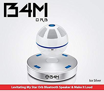 B4M ORB-Ice Silver Portable Wireless Bluetooth 4.1 Floating Sound Levitating Maglev Speaker (NFC)