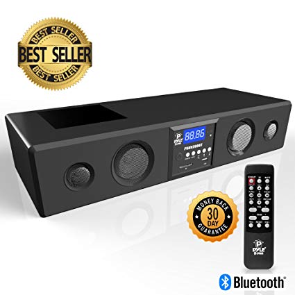 Pyle 3D Surround Bluetooth Soundbar - Sound System Compatible to TV, USB, SD, FM Radio with 3.5mm AUX Input and Wireless Remote - PSBV200BT